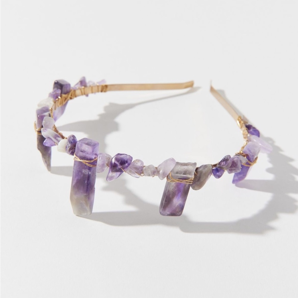 ❤️‍🔥BOGO FREE NWT handmade purple amethyst crystal headband jewelry UO dainty
